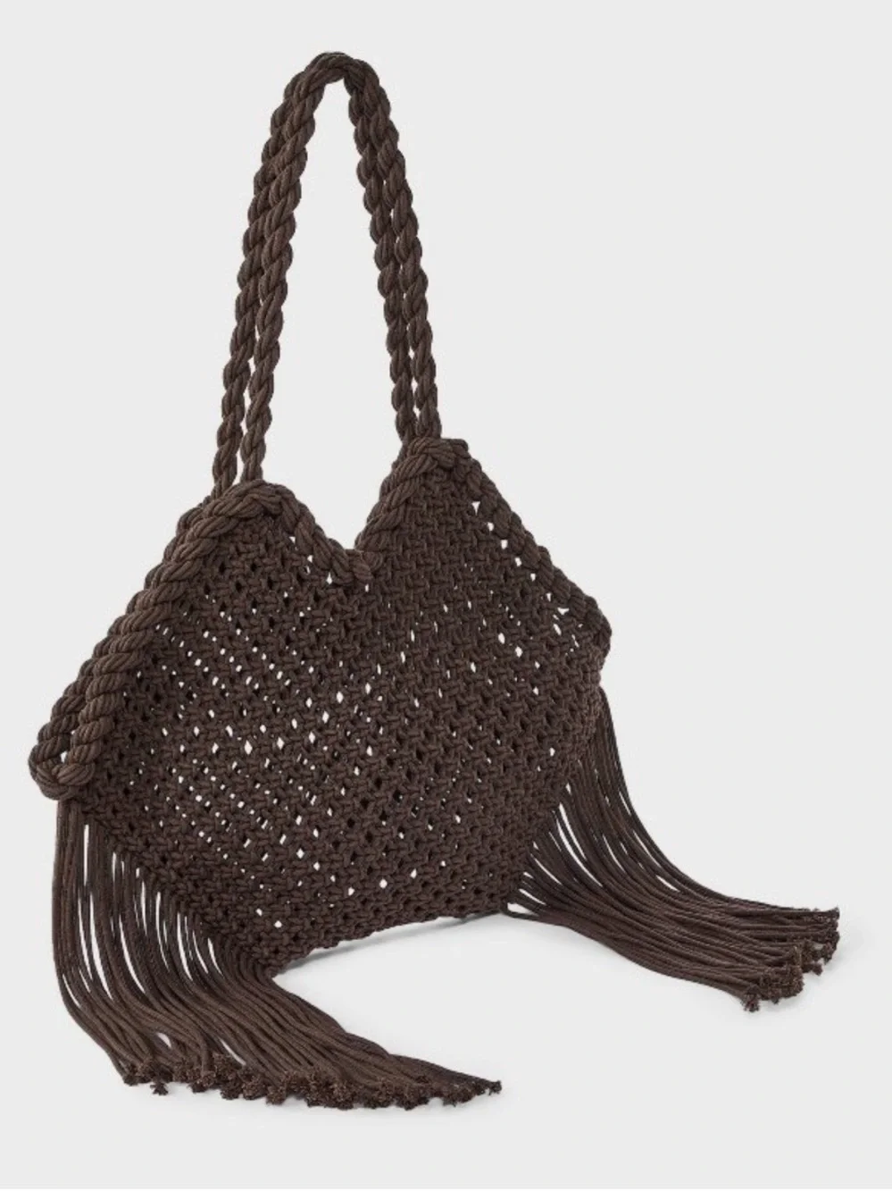 Hand Crafted Cotton Macrame Fringe Tote Bag - Universal Thread™ Brown new